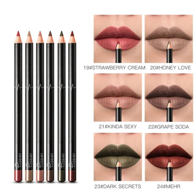 Buy 1 (Pack of 12 Matte Lipsticks) 💄✨ & Get Free (6Pcs Professional Lip Liner Set)