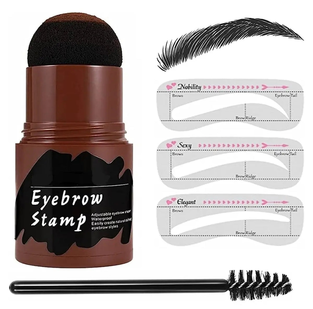 Beautious Eyebrow Stamp Shaping Kit, One Step Eyebrow Stamp Makeup with 3 Reusable Eyebrow Stencils and Eyebrow Pen Brushes Hairline Powder