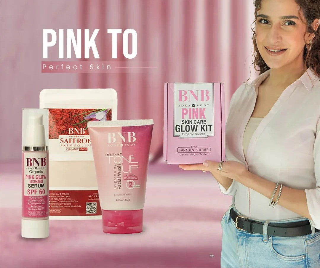 BNB Pink Glow Kit ( Toneup Facewash + Saffron Mask + Pink Glow Sunscreen Spf 60 )