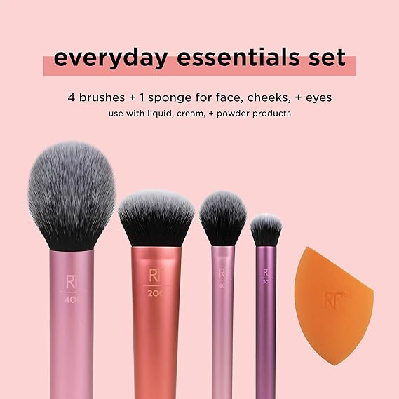 Everyday Essentials Makeup Brush Set with Bonus Miracle Complexion Sponge