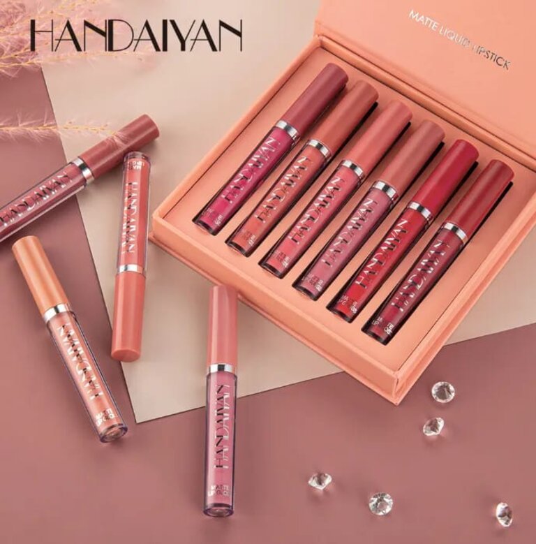 6pcs matte Moisturizing Waterproof Long Lasting lipgloss set Matte Rose lipgloss Non-Stick, lipgloss, lipstick, Cup Lip Gloss HANDAIYAN